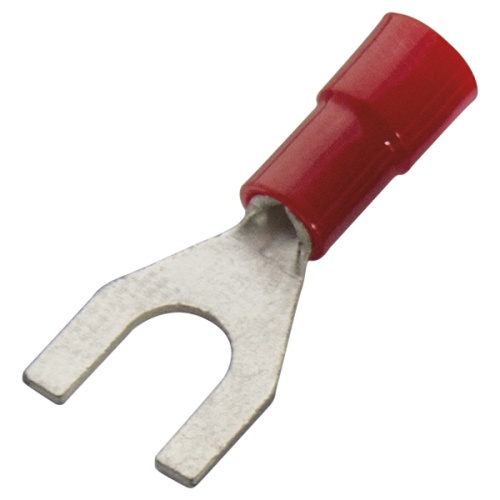 260304 Кабельный наконечник изол., вилочный 0,5-1,0мм2 М4 (красный)  (упак 100 шт) Haupa