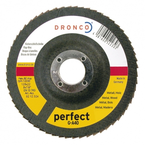 5212206 DRONCO perfect G-A60 шлифовальный круг лепестковый, сталь, дерево 125х22,23