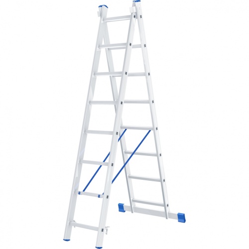 Лестница, 2 х 8 ступеней, алюминиевая, двухсекционная СИБРТЕХ 97908