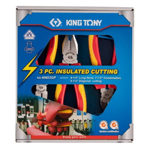 Набор шарнирно-губцевого инструмента диэлектрического KING TONY 40603GP фото 2