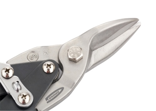 Ножницы по металлу "PIRANHA", 250мм, прямой рез, сталь-CrMo, двухкомпонентные рукоятки GROSS 78325 фото 4