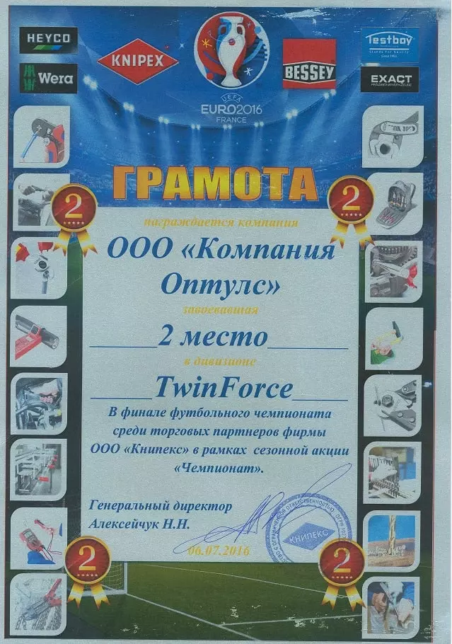 2-е место в дивизионе TwinForce Knipex 2016