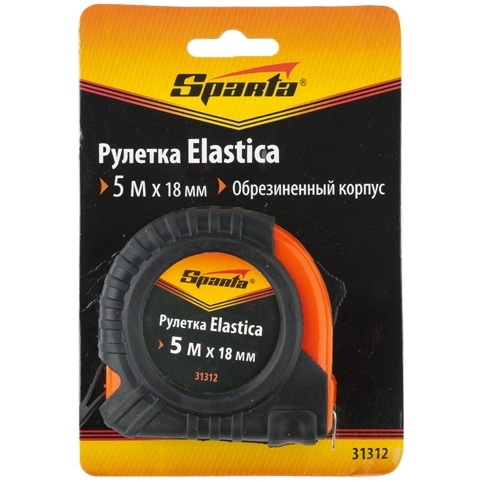 Рулетка Elastica, 5 м х 18 мм, обрезиненный корпус SPARTA 31312 фото 2 Рулетка Elastica, 5 м х 18 мм, обрезиненный корпус SPARTA 31312 фото 2
