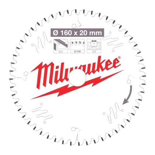 4932471292 MILWAUKEE Пильный диск для циркулярной пилы по алюминию 160x20x2,2x52 трапецевидный зуб/плоский зуб (замена для 4932346511) 4932471292 MILWAUKEE Пильный диск для циркулярной пилы по алюминию 160x20x2,2x52 трапецевидный зуб/плоский зуб (замена для 4932346511)