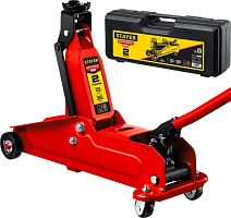 43156-2-K  STAYER R-28 2т 135-385мм подкатной домкрат с увеличенным подъемом в кейсе, RED FORCE