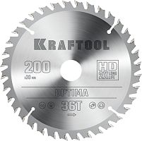 36951-200-30 KRAFTOOL  Optima, 200 х 30 мм, 36Т, пильный диск по дереву