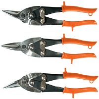 Ножницы по металлу, 250 мм, обрезиненные рукоятки, 3 шт (прямые, левые, правые) SPARTA 783205