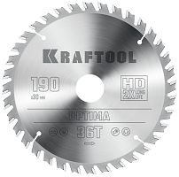 36951-190-30 KRAFTOOL  Optima, 190 х 30 мм, 36Т, пильный диск по дереву