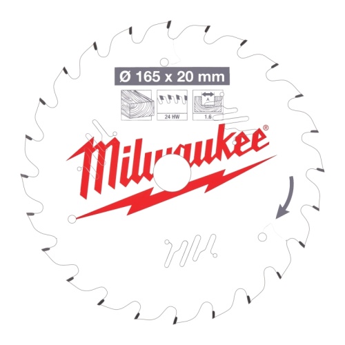 4932471931 MILWAUKEE Пильный диск для циркулярной пилы по дереву 165x20x1.6x24 скошенные зубья (замена для 4932352131) 4932471931 MILWAUKEE Пильный диск для циркулярной пилы по дереву 165x20x1.6x24 скошенные зубья (замена для 4932352131)