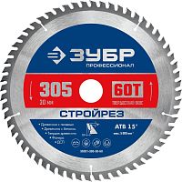 36931-305-30-60  ЗУБР Стройрез 305х30мм 60Т, диск пильный по строительной древесине