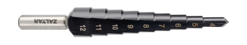 Набор сверл ступенчатых, 3 пр., HSS TiAlN, Gr.1/2/3, d4-12, 4-20, 6-30 мм, прямая канавка, трехплоскостной хвостовик ZALTAR ZA-50071 фото 2