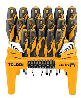 TT20184 TOLSEN Набор отверток "GRIPro", вставки(биты), шестигранники, на подставке, 44 предмета