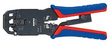 KN-975112SB KNIPEX  Пресс-клещи для штекеров RJ, 3 гнезда, RJ 10 (4-pin), RJ 11/12 (6-pin), RJ 45 (8-pin), 200 мм, SB