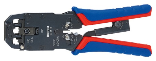 KN-975112SB KNIPEX  Пресс-клещи для штекеров RJ, 3 гнезда, RJ 10 (4-pin), RJ 11/12 (6-pin), RJ 45 (8-pin), 200 мм, SB