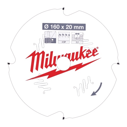 4932471293 MILWAUKEE Пильный диск для циркулярной пилы по фиброцементу 160x20x2,2x4 зуб из поликристаллического алмаза 4932471293 MILWAUKEE Пильный диск для циркулярной пилы по фиброцементу 160x20x2,2x4 зуб из поликристаллического алмаза