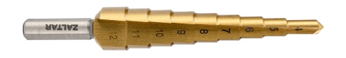 Набор сверл ступенчатых, 3 пр., HSS TiN, Gr.1/2/3, d4-12, 4-20, 6-30 мм, прямая канавка, трехплоскостной хвостовик ZALTAR ZA-05351 фото 5