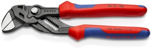 8602180SB KNIPEX Клещи переставные-гаечный ключ, зев 40 мм, длина 180 мм, фосфатированные, 2-комп ручки, SB