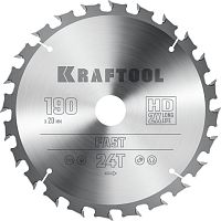 36950-190-20 KRAFTOOL  Fast, 190 х 20 мм, 24Т, пильный диск по дереву