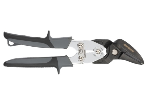 Ножницы по металлу "PIRANHA", усиленные, 255 мм, прямой и левый рез, сталь-СrMo, двухкомпонентные рукоятки GROSS 78349 фото 3