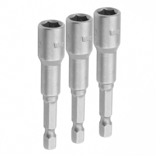 TT77848 TOLSEN Набор головок для шуруповерта шестигранных 1/4", 13 мм, 65 мм, магнитных, 3 предмета
