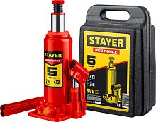 43160-5-K_z01  STAYER RED FORCE 5т 216-413мм домкрат бутылочный гидравлический в кейсе