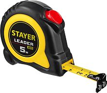 3402-05-19_z02  STAYER LEADER 5м / 19мм рулетка с автостопом в ударостойком обрезиненном корпусе