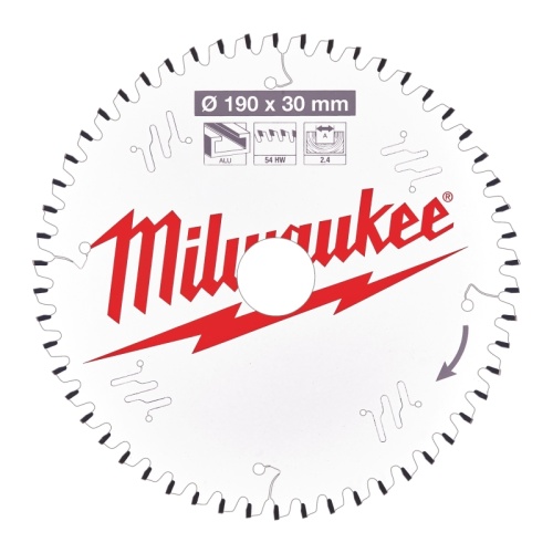 4932471303 MILWAUKEE Пильный диск для циркулярной пилы по алюминию190x30x2,4x54 трапецевидный зуб/плоский зуб отрицат. угол (замена для 4932346512) 4932471303 MILWAUKEE Пильный диск для циркулярной пилы по алюминию190x30x2,4x54 трапецевидный зуб/плоский зуб отрицат. угол (замена для 4932346512)