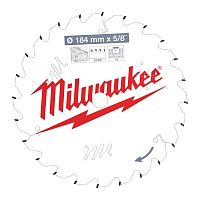 4932471378 MILWAUKEE  Пильный диск для циркулярной пилы по дереву 184x5/8x1,6x24 скошенные зубья