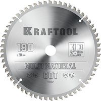 36953-190-20 KRAFTOOL  Multi Material, 190 х 20 мм, 60Т, пильный диск по алюминию