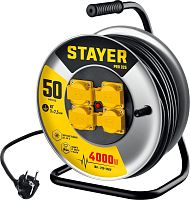 55076-50_z01 STAYER  PRO-325, КГ, 3 х 2.5 мм2, 50 м, 4000 Вт, IP44, силовой удлинитель на стальной катушке