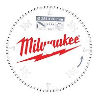 4932471318 MILWAUKEE  Пильный диск для торцовочной пилы по алюминию254x30x3,0x80 трапецевидный зуб/плоский зуб отрицат. угол
