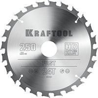 36950-250-30 KRAFTOOL  Fast, 250 х 30 мм, 24Т, пильный диск по дереву