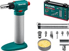 55506-H8 KRAFTOOL  Multi torch, 30 - 150 Вт, 1300°С, набор 8 в 1: горелка, фен, пьезоподжиг, газовый паяльник