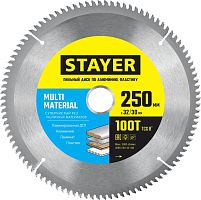 3685-250-32-100 STAYER  Multi Material, 250 х 32/30 мм, 100Т, супер чистый рез, пильный диск по алюминию и пластику