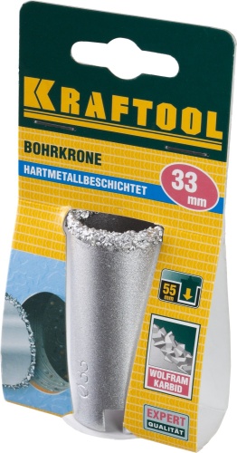 Кольцевая коронка с карбид-вольфрамовой крошкой KRAFTOOL EXPERT 33401-33_z01 фото 2 Кольцевая коронка с карбид-вольфрамовой крошкой KRAFTOOL EXPERT 33401-33_z01 фото 2