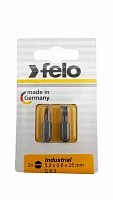 02050036 (020 500 36) Felo Бита Плоская шлицевая 5,0X0,8X25, серия Industrial, 2шт в блистере