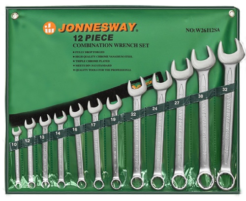 Набор ключей гаечных комбинированных в сумке Jonnesway W26112SA Набор ключей гаечных комбинированных в сумке Jonnesway W26112SA
