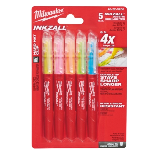 48223206 MILWAUKEE  Маркер INKZALL текстовыделитель Цветные 5шт