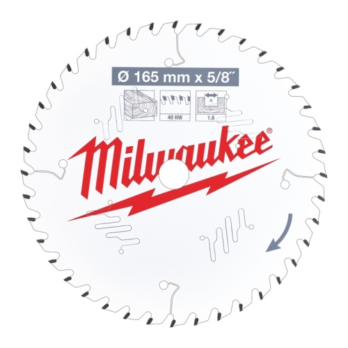 4932471312 MILWAUKEE Пильный диск для циркулярной пилы по дереву 165x15.87x1.6x40 скошенные зубья (замена для 4932352314) 4932471312 MILWAUKEE Пильный диск для циркулярной пилы по дереву 165x15.87x1.6x40 скошенные зубья (замена для 4932352314)
