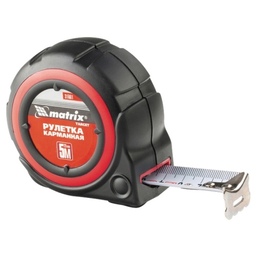 Рулетка Target, 5 м * 25, автоматическая фиксация, обрезиненный корпус MATRIX 31081 Рулетка Target, 5 м * 25, автоматическая фиксация, обрезиненный корпус MATRIX 31081