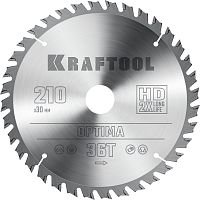 36951-210-30 KRAFTOOL  Optima, 210 х 30 мм, 36Т, пильный диск по дереву