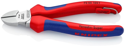 7005160TBK KNIPEX Бокорезы, 160 мм, хром, 2-комп ручки, проушина для страховки, BK