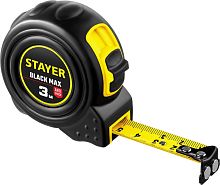 3410-03_z02 STAYER BlackMax 3м / 16мм рулетка в ударостойком полностью обрезиненном корпусе и двумя фиксаторами