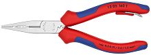 KN-1305160TBK KNIPEX Плоскогубцы электрика для монтажа проводов, 160 мм, хром, 2-комп ручки, проушина для страховки, BK