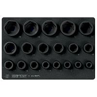 9-4429MPV KING TONY Набор ударных торцевых головок 1/2", шестигранные, 10-36 мм, ложемент, 19 предметов