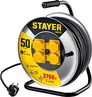 55077-50_z01 STAYER  PRO-315, КГ, 3 x 1.5 мм2, 50 м, 3700 Вт, IP44, силовой удлинитель на стальной катушке