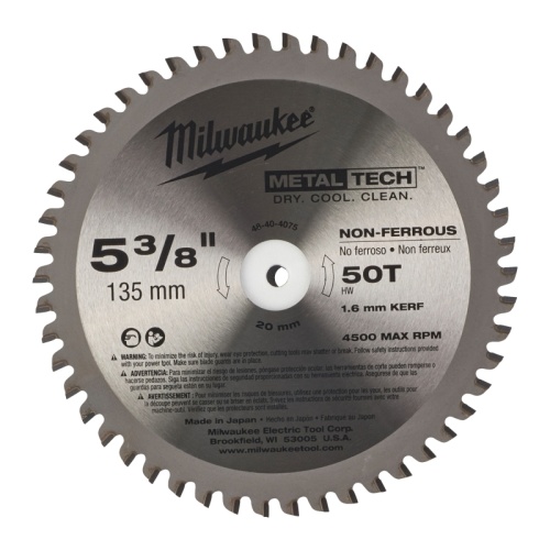 48404075 MILWAUKEE Пильный диск по металлу 135х20 Z50 48404075 MILWAUKEE Пильный диск по металлу 135х20 Z50