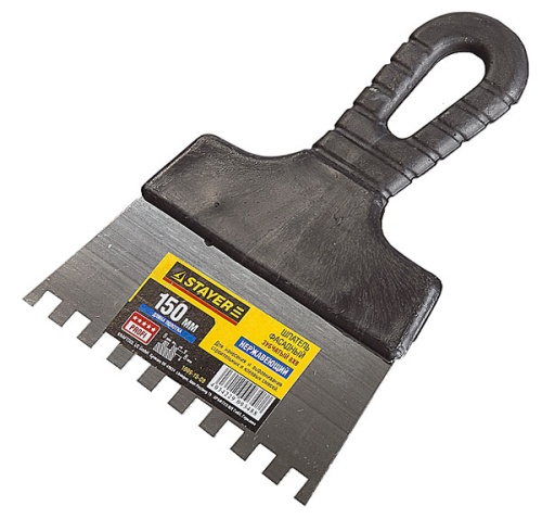 Шпатели зубчатые нержавеющие с пластмассовой ручкой Stayer 1009-15-08