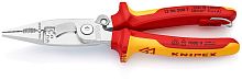 KN-1396200TBK KNIPEX  Клещи электромонтажные VDE, 6-в-1, 200 мм, защёлка-"собачка", хром, 2-комп диэлектрические ручки, проушина для страховки, BK