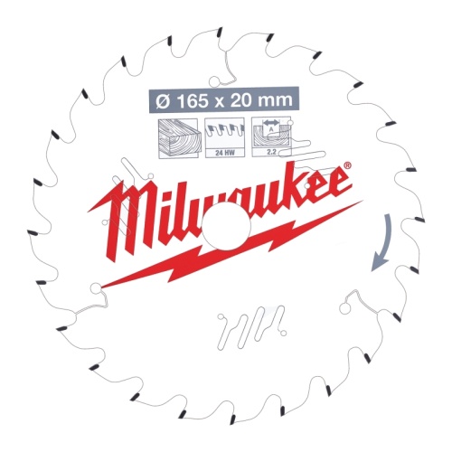 4932471294 MILWAUKEE Пильный диск для циркулярной пилы по дереву 165x20x2,2x24 скошенные зубья 4932471294 MILWAUKEE Пильный диск для циркулярной пилы по дереву 165x20x2,2x24 скошенные зубья